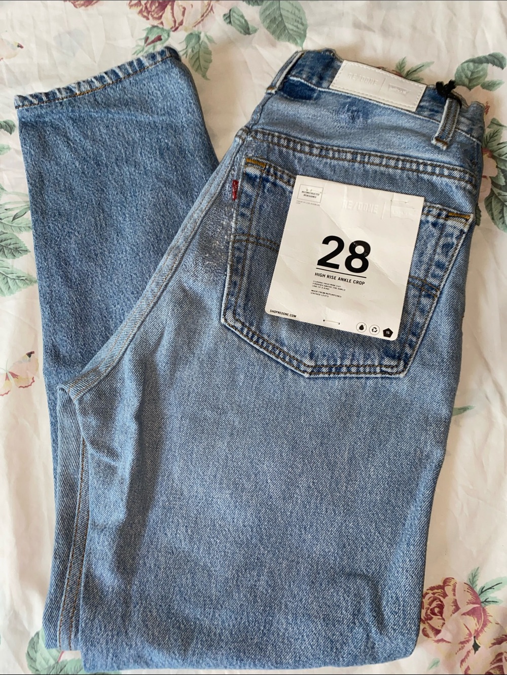RE/DONE Levi's Light Blue High-Rise Ankle Crop Jeans
